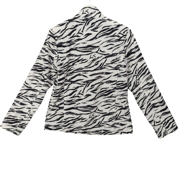 Additions Chicos Women 0 Small Zebra Animal Zip Up Jacket Maximalist Long Sleeve - Picture 5 of 16
